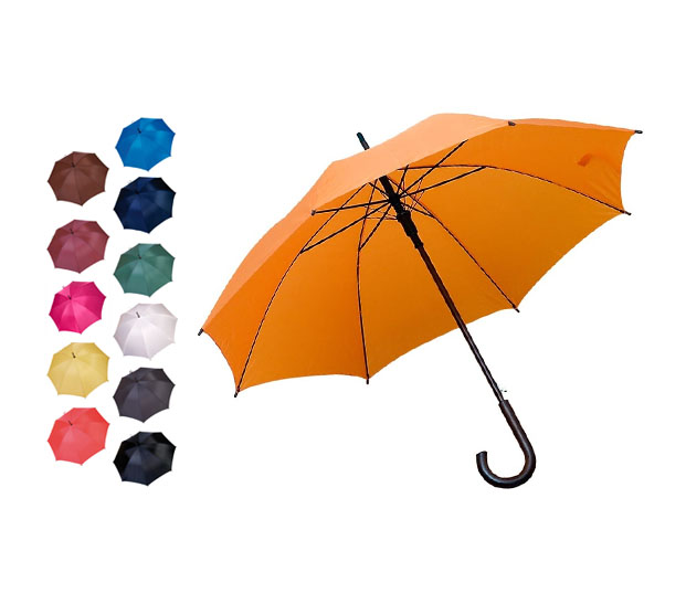 parasol pomaranczowy z drewniana raczka